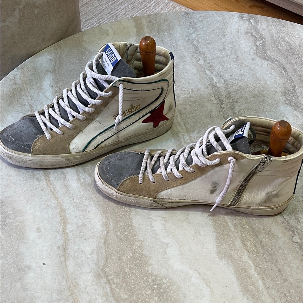 Golden Goose Men's Sneakers - White, Gray, and Red